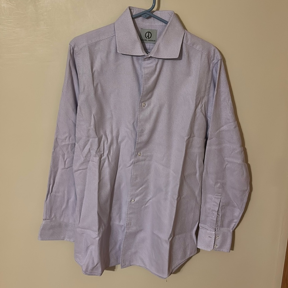 Daniel George Purple White Men’s Dress Shirt Size 17